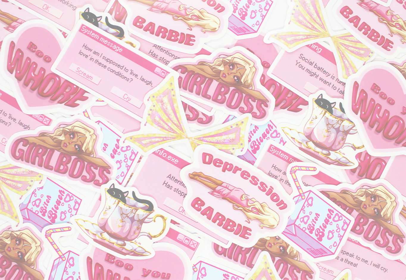Cute pink Y2K stickers