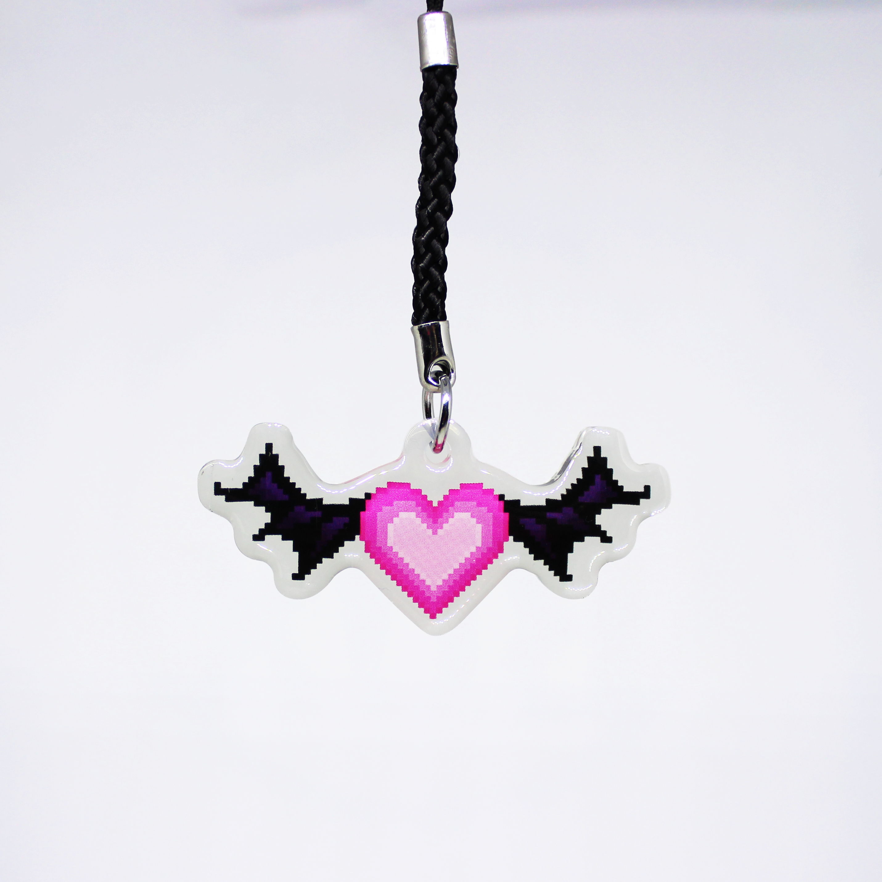 Pixel heart - Pink heart with bat wings