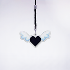 Pixel heart - Black heart with angel wings