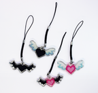 Pixel heart - Black heart with angel wings